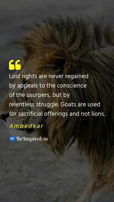 Ambedkar Picture Quote on goat lion slaughter 