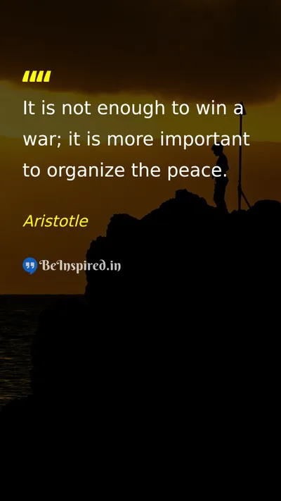 Aristotle Picture Quote on peace leadership strategy 