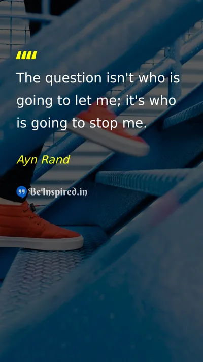 Ayn Rand Picture Quote on self-confidence freedom determination 