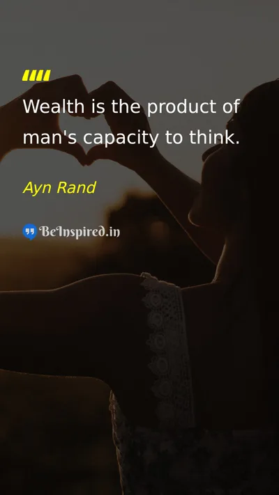 Ayn Rand Picture Quote on wealth thinking 