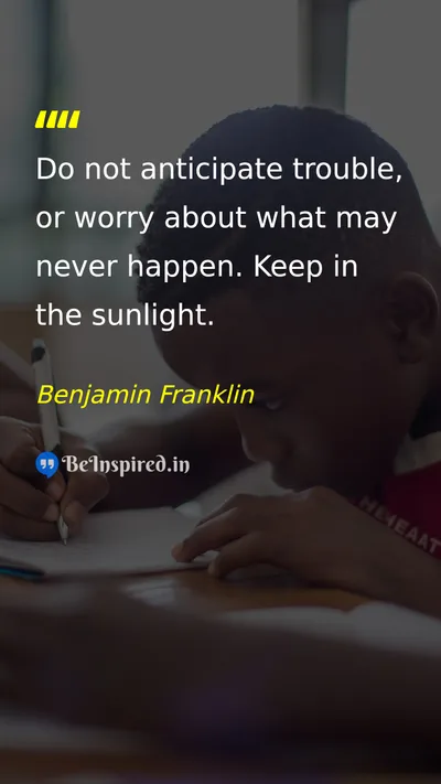 Benjamin Franklin Picture Quote on happiness peace life 