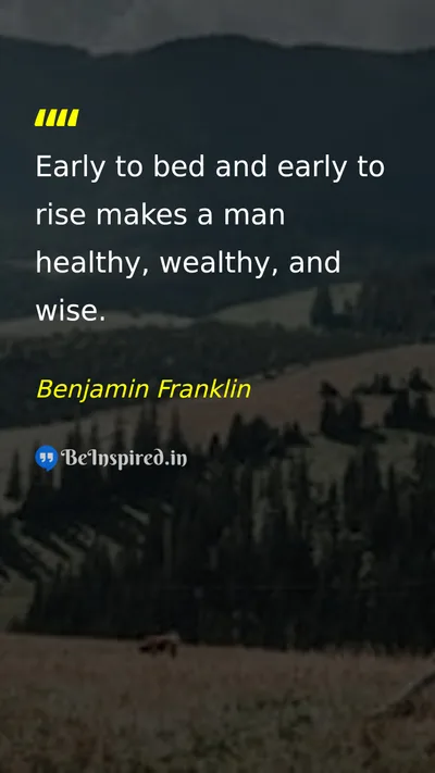 Benjamin Franklin Picture Quote on health discipline success wisdom 