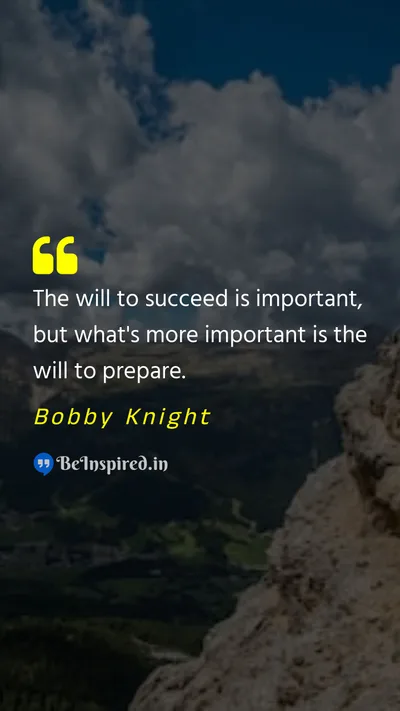 Bobby Knight Picture Quote on success prepare motivational 