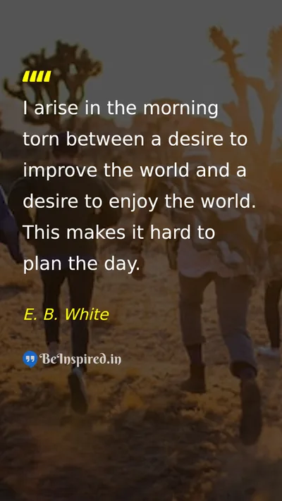 E. B. White Picture Quote on life morning purpose 