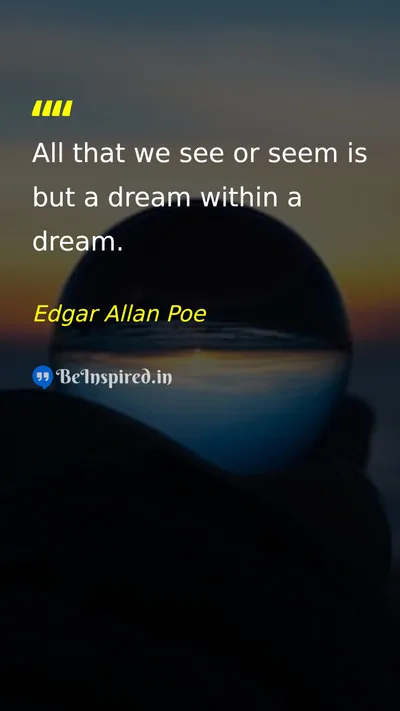 Edgar Allan Poe Picture Quote on dream reality life 
