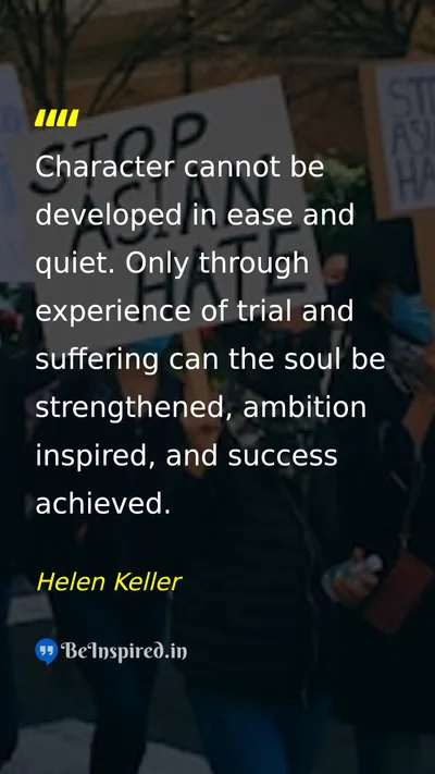 Helen Keller Picture Quote on success hardship character discipline 