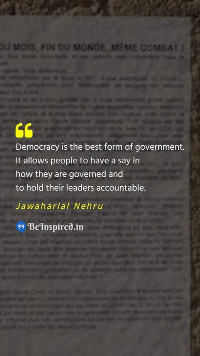 Jawaharlal Nehru Picture Quote on democracy government leader 