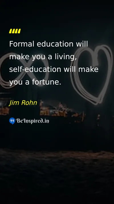 Jim Rohn Picture Quote on education self-education success wealth 
