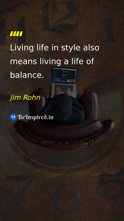 Jim Rohn Picture Quote on life balance happiness 
