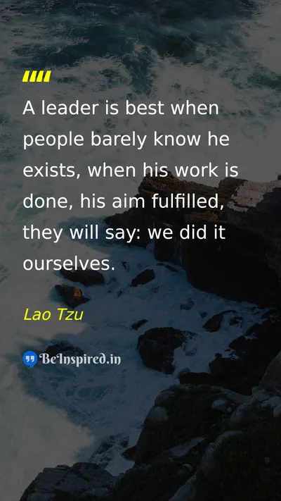 Lao Tzu Picture Quote on leadership wisdom success 