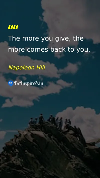 Napoleon Hill Picture Quote on giving gratitude life 