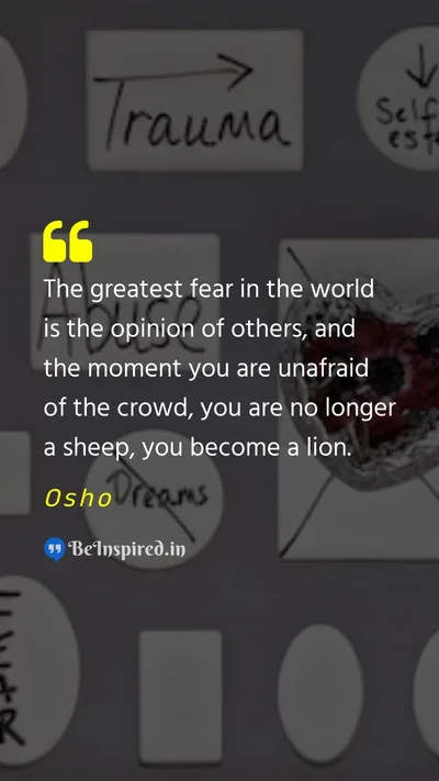 Osho Picture Quote on fear courage individuality self-acceptance 