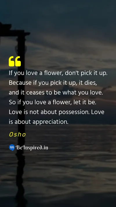 Osho Picture Quote on love appreciation non-attachment freedom 