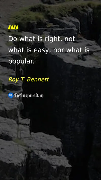 Roy T. Bennett Picture Quote on morality wisdom discipline 