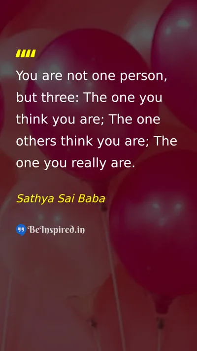 Sathya Sai Baba Picture Quote on self identity perception 