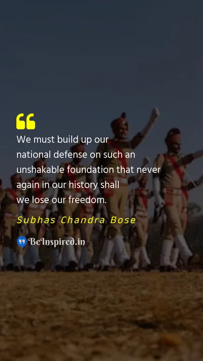 Subhas Chandra Bose Picture Quote on freedom defense vigilance 
