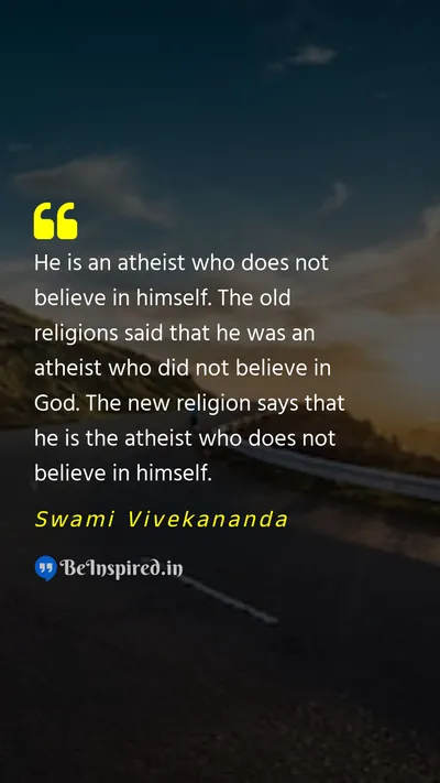 Swami Vivekananda Picture Quote on motivational atheism religion 
