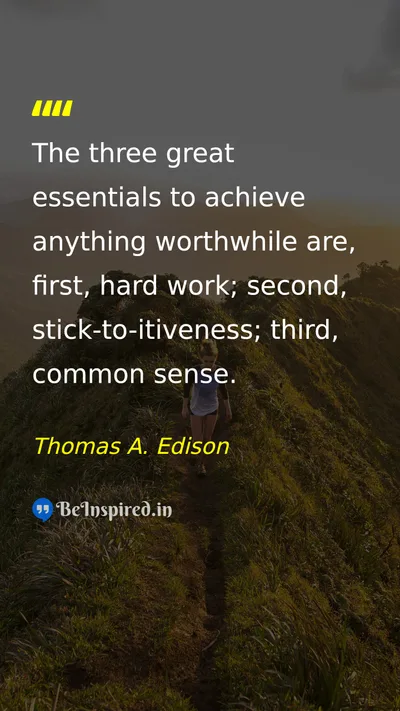 Thomas A. Edison Picture Quote on hard-work discipline success wisdom 