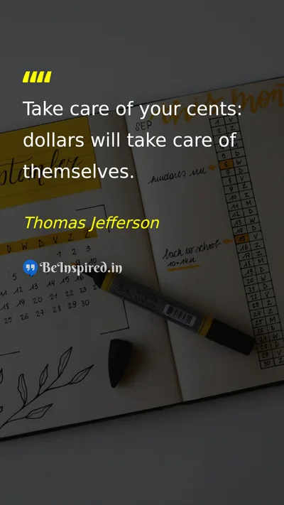 Thomas Jefferson Picture Quote on discipline finance money 