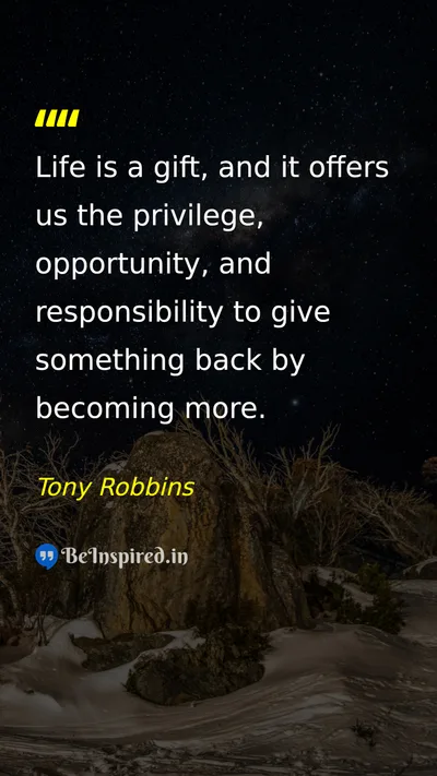 Tony Robbins Picture Quote on life gratitude change 