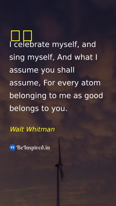 Walt Whitman Picture Quote on self-love 