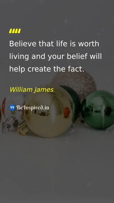 William James Picture Quote on belief life happiness hope 