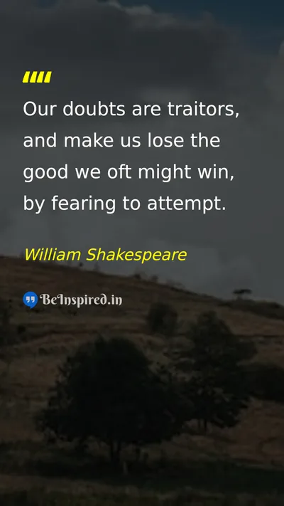William Shakespeare Picture Quote on self-confidence courage discipline motivation 