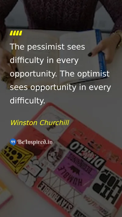 Winston Churchill Picture Quote on optimism perspective life attitude 