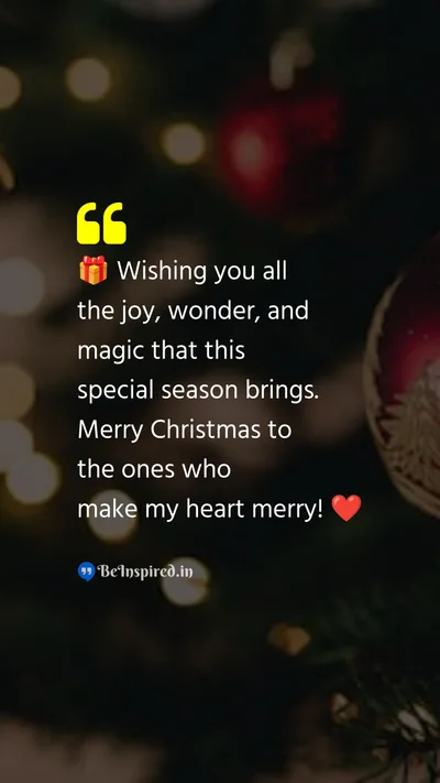 Christmas Wishes Quote related to family, joy, wonder, magic, love