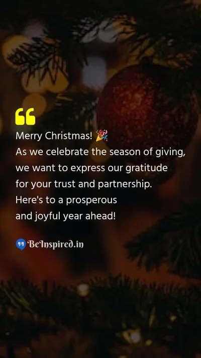 Christmas Wishes Quote related to client, gratitude, trust, partnership, prosperous, joyful