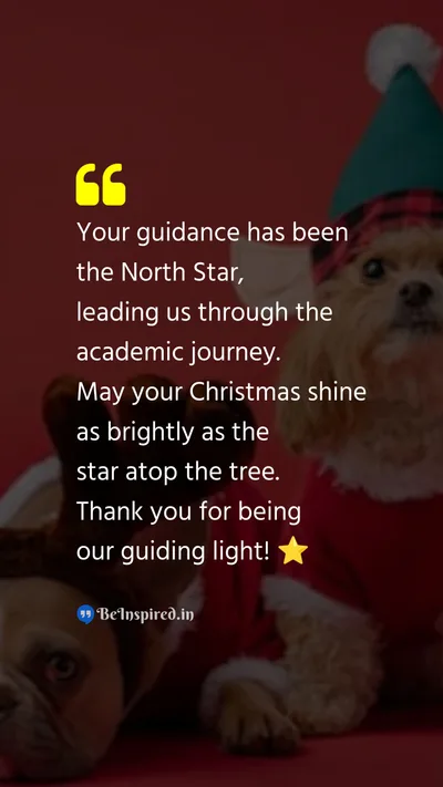 Christmas Wishes Quote related to teacher, guidance, north star, academic journey, shining, guiding light