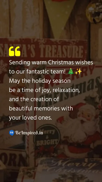 Christmas Wishes Quote related to team, holidays, joy, relaxation, memories