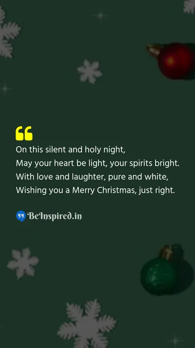 Christmas Wishes Quote related to silent night, peace, love, laughter