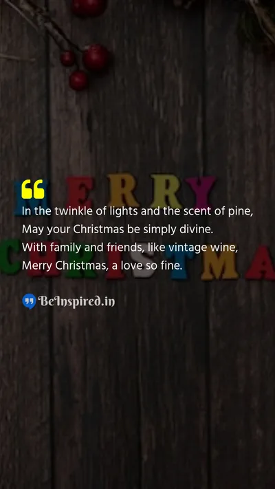 Christmas Wishes Quote related to lights, pine, family, friends