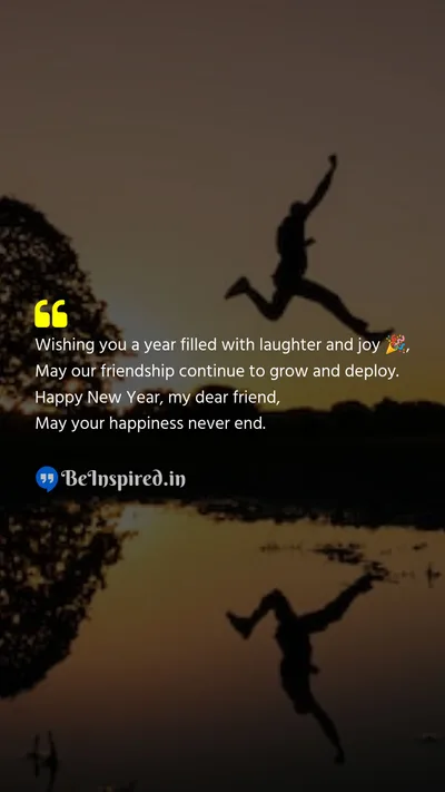 New Year Wishes Quote related to friendship, laughter, joy, happiness