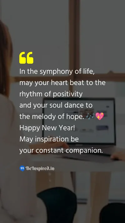 New Year Wishes Quote related to symphony, life, heart beat, rhythm, positivity, soul dance, melody, hope