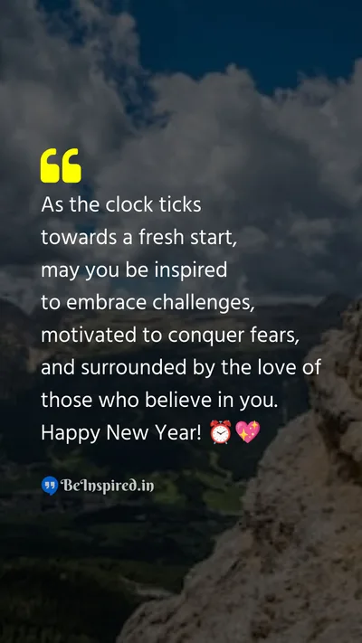 New Year Wishes Quote related to fresh start, challenges, motivation, conquer fears, love