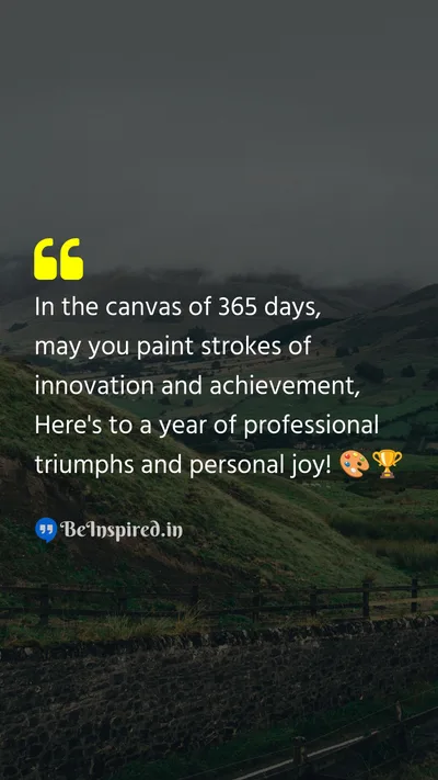 New Year Wishes Quote related to 365 days, innovation, achievement, professional triumphs, personal joy