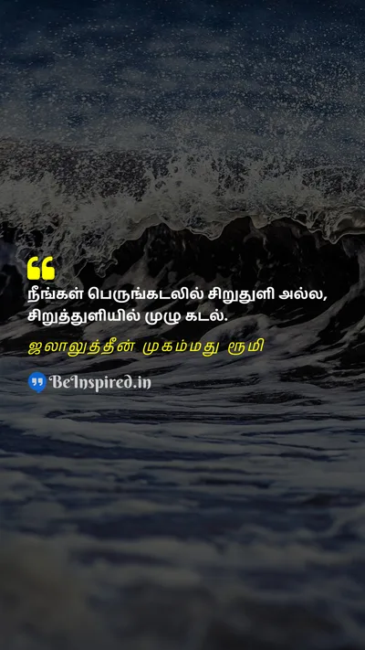 ஜலாலுத்தீன் முகம்மது ரூமி Tamil Picture Quote on oceanகடல் dropதுளி 