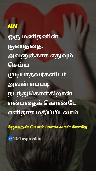 Johann Wolfgang von Goethe Tamil Picture Quote on characterகுணம் wisdomஞானம் lifeவாழ்க்கை 
