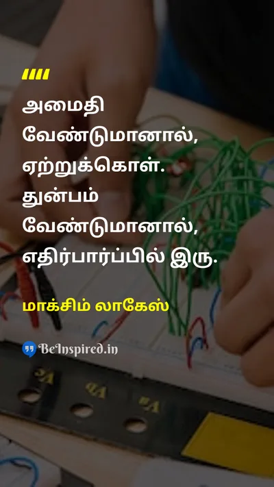மாக்சிம் லாகேஸ் Tamil Picture Quote on peaceஅமைதி acceptanceஏற்றுக்கொள்ளுதல் sufferingதுன்பம் happinessமகிழ்ச்சி 
