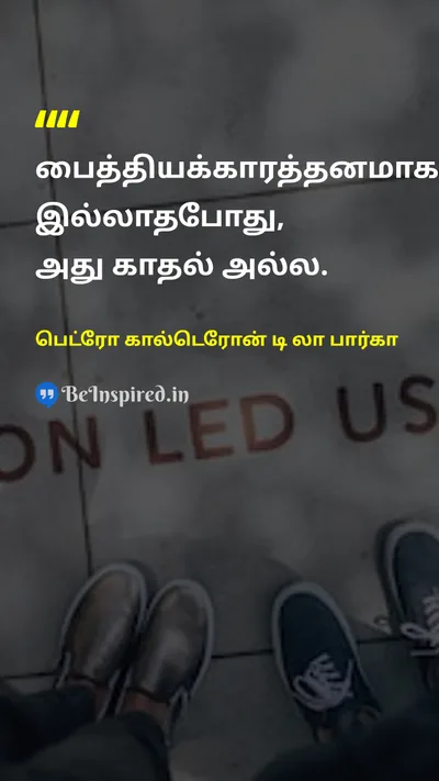 பெட்ரோ கால்டெரோன் டி லா பார்கா Tamil Picture Quote on loveகாதல் madnessபைத்தியம் 