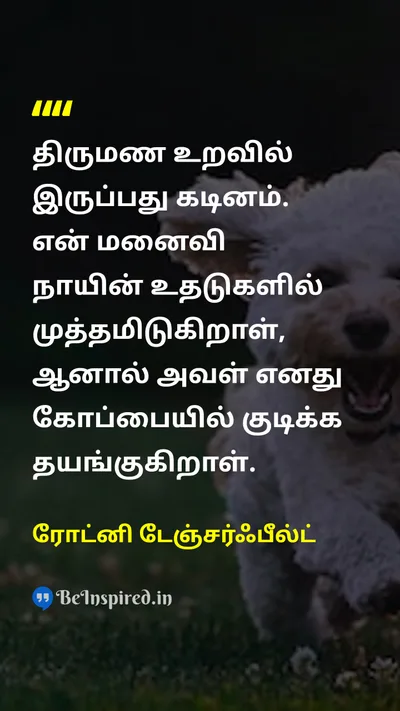 ரோட்னி டேஞ்சர்ஃபீல்ட் Tamil Picture Quote on marriageதிருமணம் humorநகைச்சுவை kissமுத்தம் dogநாய் 