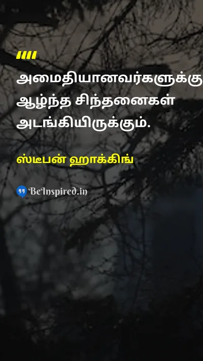 ஸ்டீபன் ஹாக்கிங் Tamil Picture Quote on quietஅமைதி mindமனம் thoughtசிந்தனை 